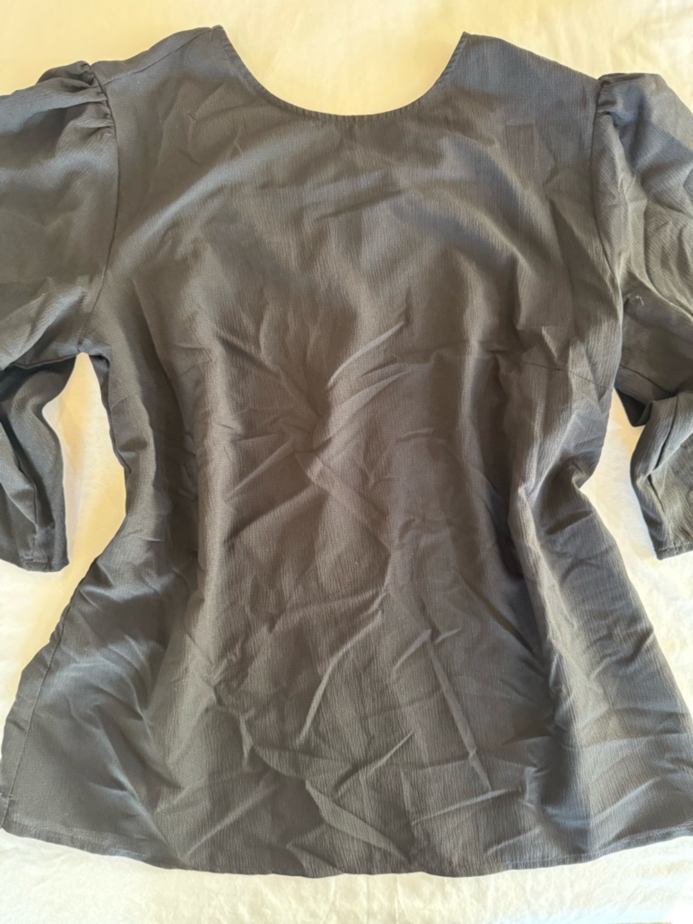 Indie & Co Black Puff Sleeve Blouse with Button Back L